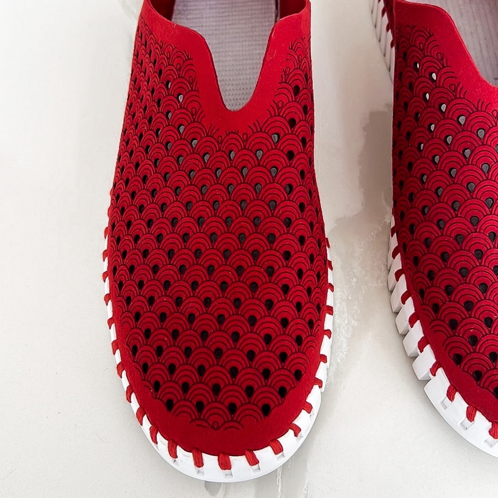 Ilse Jacobsen Tulip Red & White Slip On Sneakers Womens Sz EU 42 US 11.5 - 12 - Picture 6 of 16